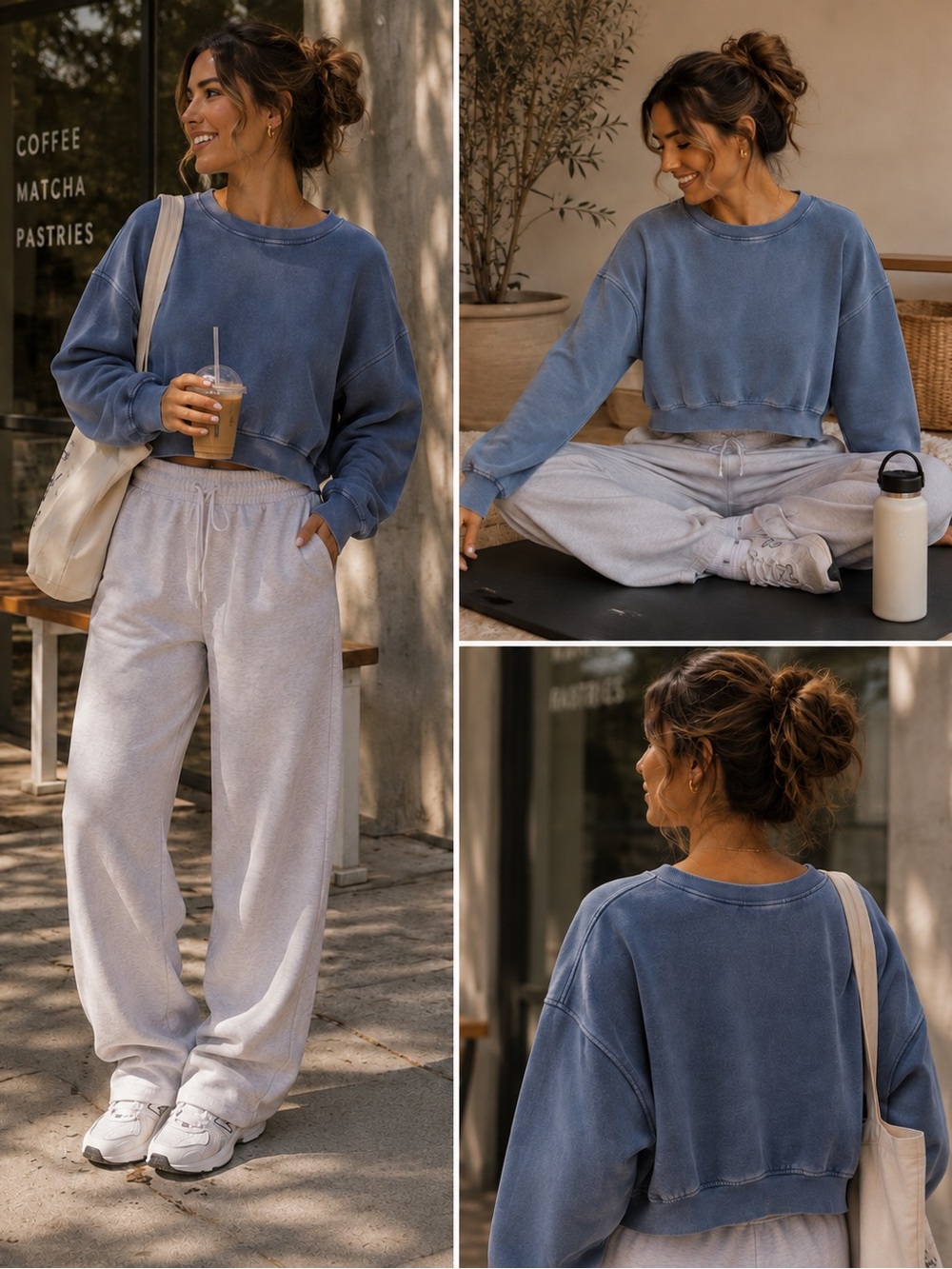 Old Navy Washed Blue Super Soft Cropped Crewneck Sweatshirt - NWOT Size Small